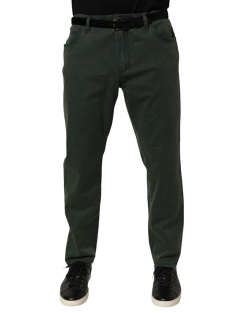 Dolce & Gabbana Dark Green Cotton Stretch Loose Denim Jeans